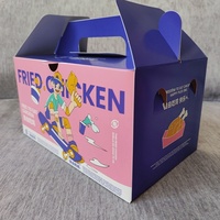 Boîtes en carton personnalisées pour hamburgers, frites, poulet et sushis avec poignée et doublure, emballage jetable pour la restauration rapide