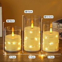 Bougies chauffe-plat électroniques LED 3D en verre à piles avec guirlande lumineuse pour Noël et Pâques