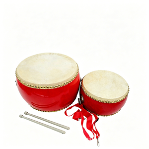 Wholesale 6/8/10 Inch Double-Sided Red Wooden <b>Drum</b> With Stick Percussion Instrument Early Educational Musical Instrument - Product Image 1