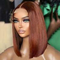 Perruques Bob en Cheveux Humains Vierges Brésiliens Bruts, Double Tissage, Pré-Pluckées, Sans Colle, avec Dentelle Transparente HD 13x4, Vente en Gros pour Femmes
