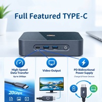 HelorPC Mini Bilgisayar AMD R3 R5 R7 R9 İşlemci, Çift LAN 1 1 DP 1 Tip-C DDR4 ile Ev Ofis Oyun Eğlencesi için