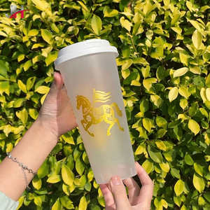 Vasos Desechables de PP de Grado Alimenticio de Gran Capacidad con Impresión Personalizada, Calibre de 90 mm, 1000 ml, Transparentes y con Acabado Arenado, con Tapa - Product Image 2