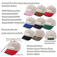 Gorras de Béisbol Ajustables de 5 Paneles en Dos Tonos para Hombre y Mujer, Gorra de Béisbol de Algodón con Bordado 3D Personalizado al por Mayor