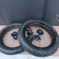 Juego de Ruedas Ultra Bee Supermoto, Juego Completo de Neumáticos de Calle, Neumáticos Lisos para Carretera, Ruedas Supermoto de 17 Pulgadas, 100/80-17 130/70-17