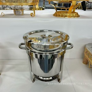 Marmite à soupe en acier inoxydable 11L dorée, chauffe-plat circulaire pour buffet, usage hôtelier et banquet - Product Image 2