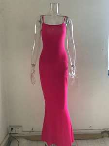 Abito Casual senza maniche XS-3XL con bretelle aderente abito da casa abito a spacco con collo quadrato - Product Image 5