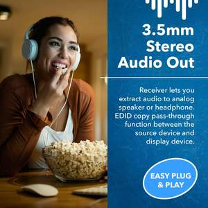 Extenseur KVM HDMI <span class=keywords><strong>4K</strong></span> sur Ethernet Balun sur câble CAT6/7 4K60Hz jusqu'à 230 pieds, prend en charge le clavier et la souris USB HDMI Loop Out - Product Image 6