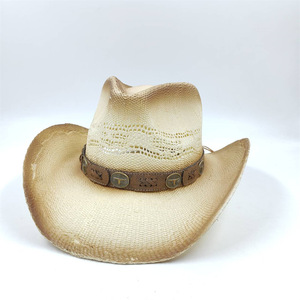 Thời Trang Mới Phụ Nữ Người Đàn Ông Unisex Giấy Chất Lượng Rơm Cowgirl Thông Gió Mũ Bãi Biển UPF 50 + UV Bảo Vệ Mặt Trời Mũ Số Lượng Lớn Mũ Cao Bồi - Product Image 6