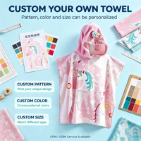 Wholesale Luxury Custom Pure Cotton Eco-Friendly Modern Turkish Sand Free Quick-Dry Printed Child Beach Towel Hooded Poncho