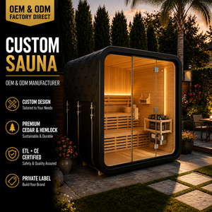 HG Custom Size 2-4 Person Outdoor Cabin Canadian Hemlock <b>Red</b> Cedar Modular Wooden with Full Glass Door - Product Image 1