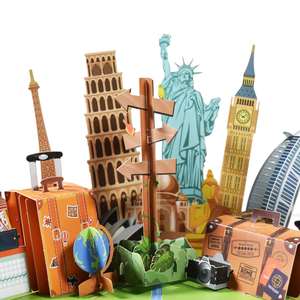 Carte de vœux 3D faite à la main - Sculpture en papier créative pop-up pour la retraite, l'anniversaire, les souvenirs d'hôtel et d'agence de voyage - Product Image 3