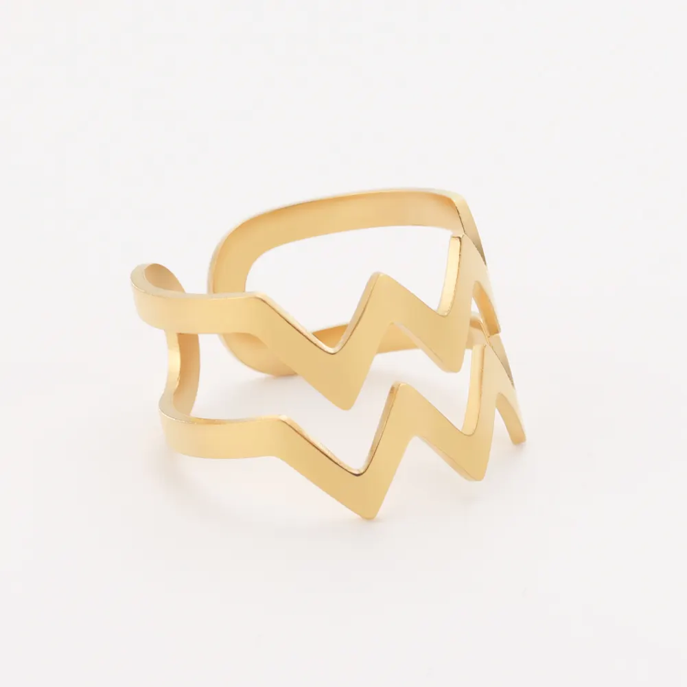 Adjustable Geometric Wave Rings for Women Stainless Steel Gold Color Rings Fashion Wedding Party Jewelry 2021 Trend