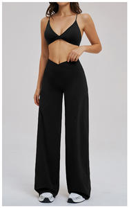 Leggings évasés de fitness pour femmes, anti-transpiration, taille croisée, extra longs, coupe large, pour Pilates, avec empiècements avant (lot de 2) - Product Image 6