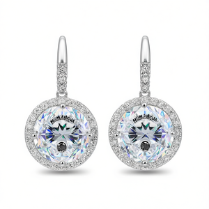 Orecchini di Diamanti MOMAHEW Taglio Brillante Rotondo Colore G Diamanti Coltivati in Laboratorio Argento Classico Gioielli da Sposa per Donna - Product Image 1