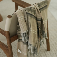 Laine haute qualité couverture moderne luxe vérifier Plaid Beige jeter couverture glands salon canapé hôtel Supiles