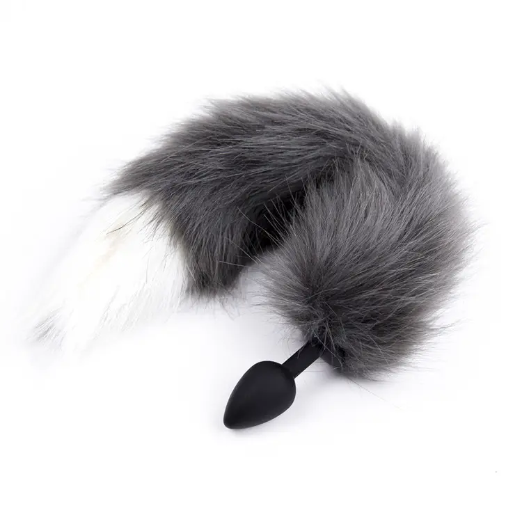 Fox Tail Silicone Anal Plug 45センチメートルSmall Black Silicone Wine Glass Anal Butt Plug SM Artificial Fox TailためAdult