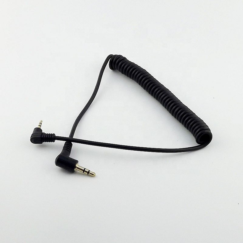 3-х польных правый угол 3,5 мм Мужской до 2,5 мм Мужской правый угол спирального на обоих концах для подключения внешних устройств к автомагнитоле для mp3 автомобиля