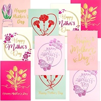 Cartes personnalisées en relief divers thèmes pour la fête des mères avec enveloppes et autocollants de sceau, support intérieur vierge, estampage à l'or