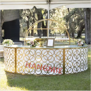 <span class=keywords><strong>Comptoir</strong></span> de bar semi-circulaire moderne en bois massif avec cadre métallique pour mariage, salle à manger, hôtel - Product Image 3