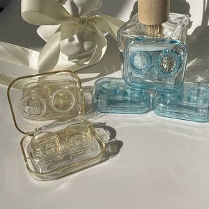 Estuche Rectangular Transparente para Lentes de Contacto, Sin Necesidad de Girar la Tapa, Color Gelatina, Lentes de Contacto de Color, Simple, Portátil, Beige - Product Image 5