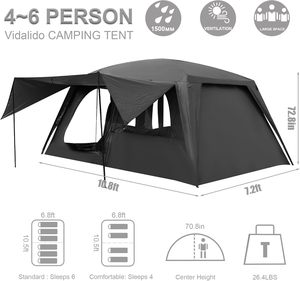 <span class=keywords><strong>Tenda</strong></span> Familiare Grande OEM per 4-6 Persone, Doppio Strato Impermeabile, con Vestibolo, Riparo Glamping per Attività all'Aperto - Product Image 5