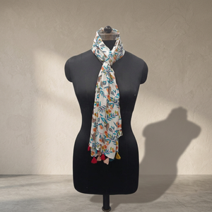 Floral Print Long Cotton Voile <b>Scarf</b> <b>Shawl</b> Tassel Hijab Soft Breathable Wrap for Women - Product Image 2
