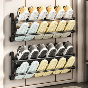 Wall-Mounted Shoe Organizer <strong>Rack</strong> Folding Behind Door <strong>Steel</strong> <strong>Pipe</strong> Shoe <strong>Rack</strong> <strong>Storage</strong> Organizer - Product Image 1