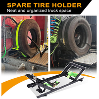 Support de roue de secours robuste et polyvalent JH-Mech, adaptable à la plupart des tailles de pneus, en acier carbone noir brillant.