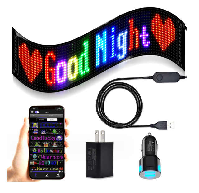 Outdoor Led Screen Waterproof Full Color Flexible Scrolling Flexible Car Led Light Sign Board Mobile Phone App Control Indoor