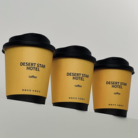 Gobelet en papier personnalisé avec logo, à double paroi ondulée, jetable, pour emporter, 8 à 12 oz, pour thé au lait Boba, café, avec support de transport