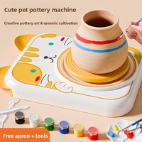 Kit de machine à poterie électrique en plastique pour enfants, jouet éducatif STEM pour la création de poteries mignonnes en argile, idéal comme cadeau d'anniversaire