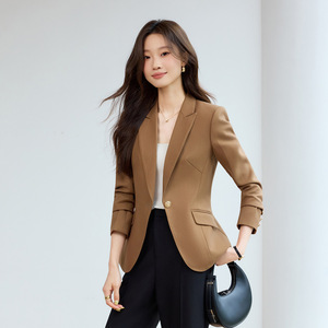 Slim Fit Black Blazer For Women Solid Color Polyester Anti-Wrinkle Casual Suit Spring Autumn 2025 Style - Product Image 2