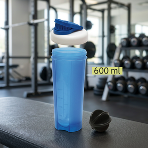 Blue Plastic Drink Holder 600ml <b>Shaker</b> <b>Bottle</b> with Flip Lid Reusable for Travel Modern Style for Certified - Product Image 1