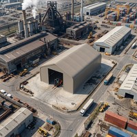Hangar industriel robuste en tissu, à structure en acier à travées larges