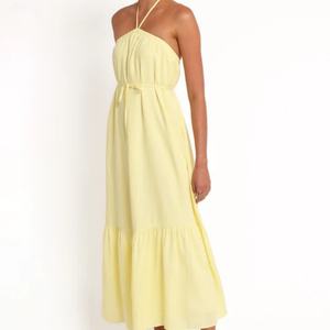 Vestido Largo Informal de Verano 2025 para Mujer, de Algodón y Lino, Estilo Casual, Color Sólido - Product Image 4