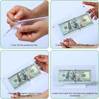 Bingkai Akrilik Penyangga Uang Kertas untuk Kolektor, Kotak Pajangan Mata Uang Transparan, Pelindung Tiket, Uang Kertas, Stempel, dan Foto