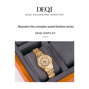 Tùy chỉnh 10 24 Khe cắm đồng hồ dây đeo trường hợp hiển thị bản lề nhỏ bằng Gỗ Óc Chó gỗ bao bì hộp với nắp bản lề cho cửa hàng lớn Showcase - Product Image 3