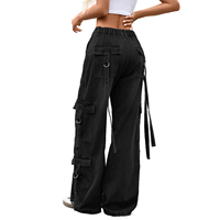Jean cargo ample vintage en coton pour femme YUANBOFEI, coupe large, multi-poches, avec bretelles, décontracté, haute qualité