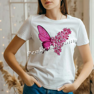 Desain Transfer Panas Kupu-kupu Pita Kanker Payudara Film DTF yang Dapat Dicetak untuk Disetrika pada Pakaian untuk Kesadaran Kanker - Product Image 2