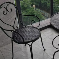 Ensemble de mobilier de jardin et de loisirs en fer et métal, style Mid-century, pour intérieur/extérieur, comprenant table et chaises de café, idéal pour balcon, terrasse, jardin, salon de thé