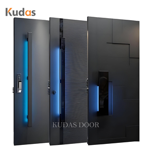 Bande lumineuse LED moderne <span class=keywords><strong>en</strong></span> aluminium moulé, étanche, insonorisée, <span class=keywords><strong>porte</strong></span> d'entrée pivotante sécurisée avec serrure intelligente pour villa - Product Image 1