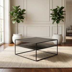AK Brass Large Metal 2 Tier <b>Side</b> <b>Table</b> in <b>Black</b> Powder Coated Finished at Wholesale Price For Office Furniture / Hotel Furniture - Product Image 1