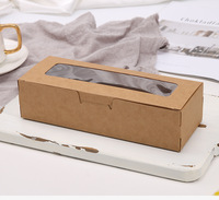 Boîte à gâteau rectangulaire, emballage mochi donut, boîtes en papier kraft avec fenêtre, vente en gros