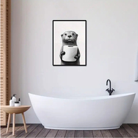 Vente en gros d'art mural personnalisé OEM ODM pour salle de toilette Retro Chic Otter Canvas Art Poster, Black & White Bathroom Home Decor