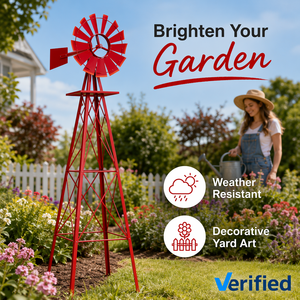 Moulin à vent d'extérieur en acier vert à 4 pieds pour jardin, pelouse, patio, ornement paysager pour la décoration <span class=keywords><strong>de</strong></span> la cour - Product Image 1