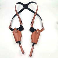 Holster d'épaule vertical réglable vintage TMH avec doubles pochettes pour chargeurs, en cuir PU, sangle à boucle pour port dissimulé