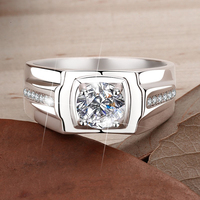 Hip Hop Style 1ct Moissanite Creux Diamant Étoile Mâle Anneau 925 Bijoux De Mariage En Argent Sterling pour Hommes