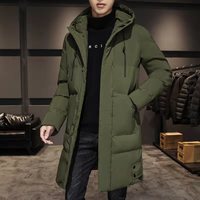 Veste d'hiver longue matelassée à capuche pour homme, personnalisable avec logo, en duvet, vente en gros