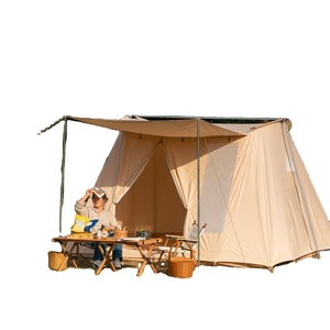 <b>Large</b> Space Portable Canvas Tent for 4-6 Family Spring Bar Flex <b>Bow</b> Design 4 Seasons Camping Two Bedrooms for Family Campsite - Product Image 1