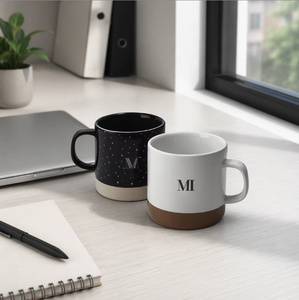 Minimalist Ceramic Coffee <strong>Mugs</strong> Two Tone Glazed <strong>Star</strong> Dot Design Drinkware Custom Logo Printing Promotional Gift Cups - Product Image 4